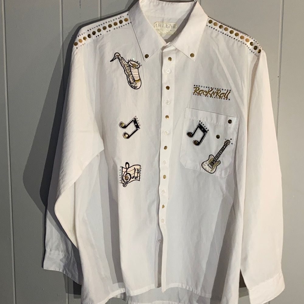 ARLENE ROCK n ROLL RHINESTONE embellished full button down